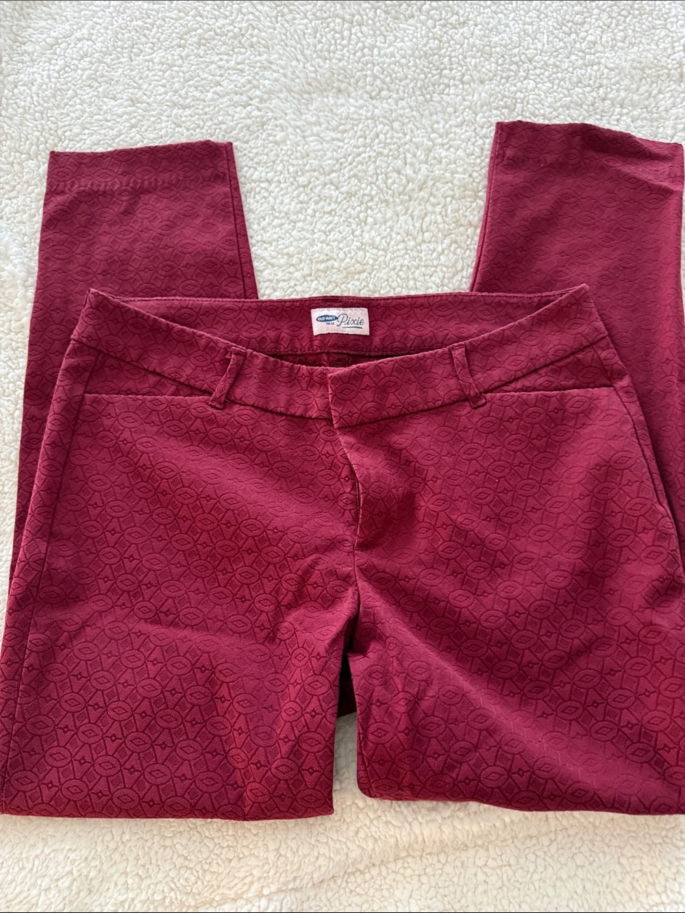 Old Navy Burgundy Textured Ankle Ponte Pants